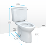 TOTO Drake Two-Piece Elongated 1.28 GPF Universal Height TORNADO FLUSH Toilet with CEFIONTECT and Right-Hand Trip Lever, Cotton White, Vitreous China, CST776CEFRG#01