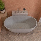 ALFI brand 59" Concrete Free Standing Oval Bathtub, Gray Matte, ABCO59TUB