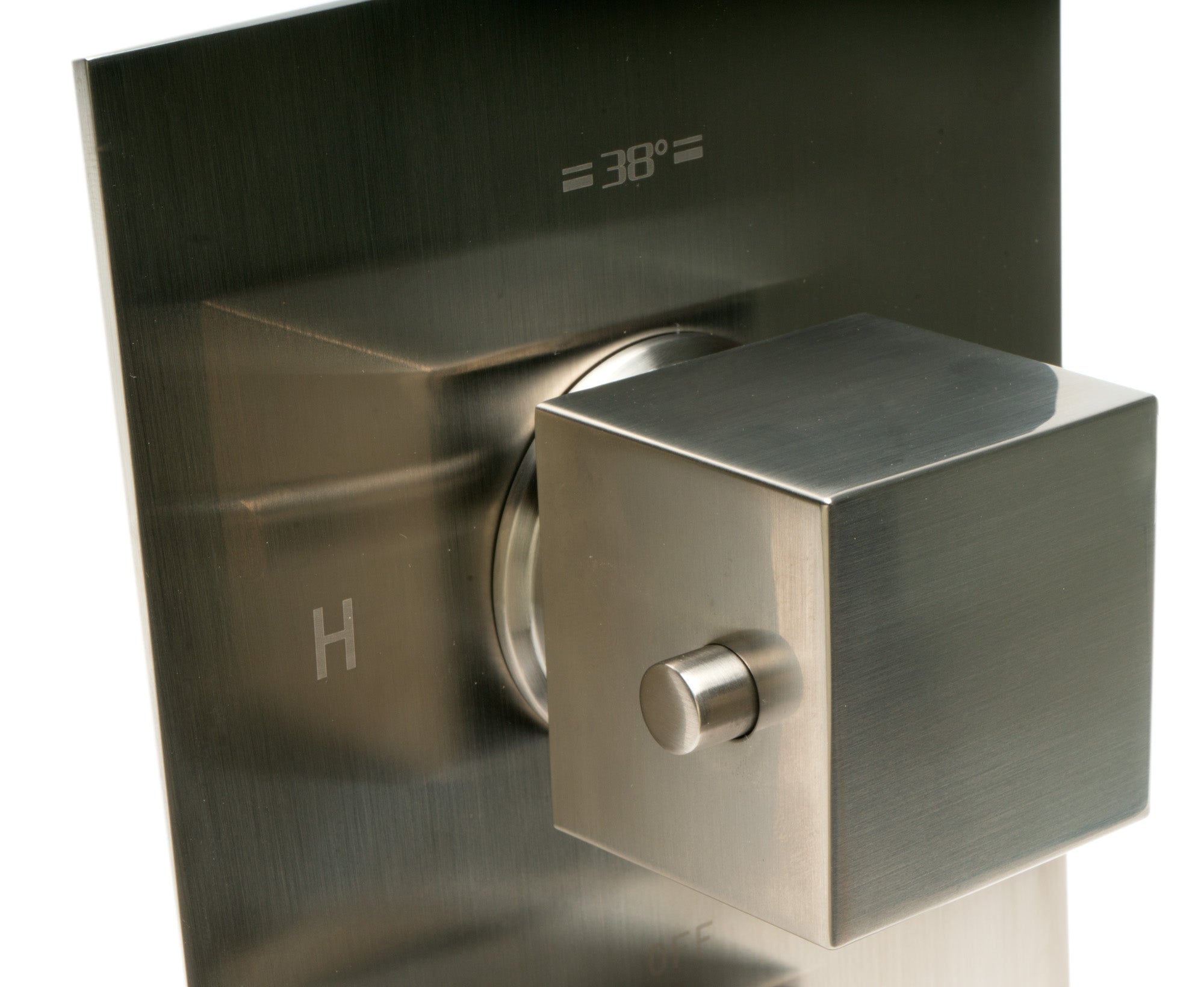 ALFI brand AB2601-BN Brushed Nickel Square Knob 1 Way Thermostatic Shower Mixer, Brass