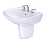 TOTO Supreme Oval Wall-Mount Bathroom Sink with CEFIONTECT and Shroud for 8 Inch Center Faucets, Cotton White, Vitreous China, LHT241.8G#01