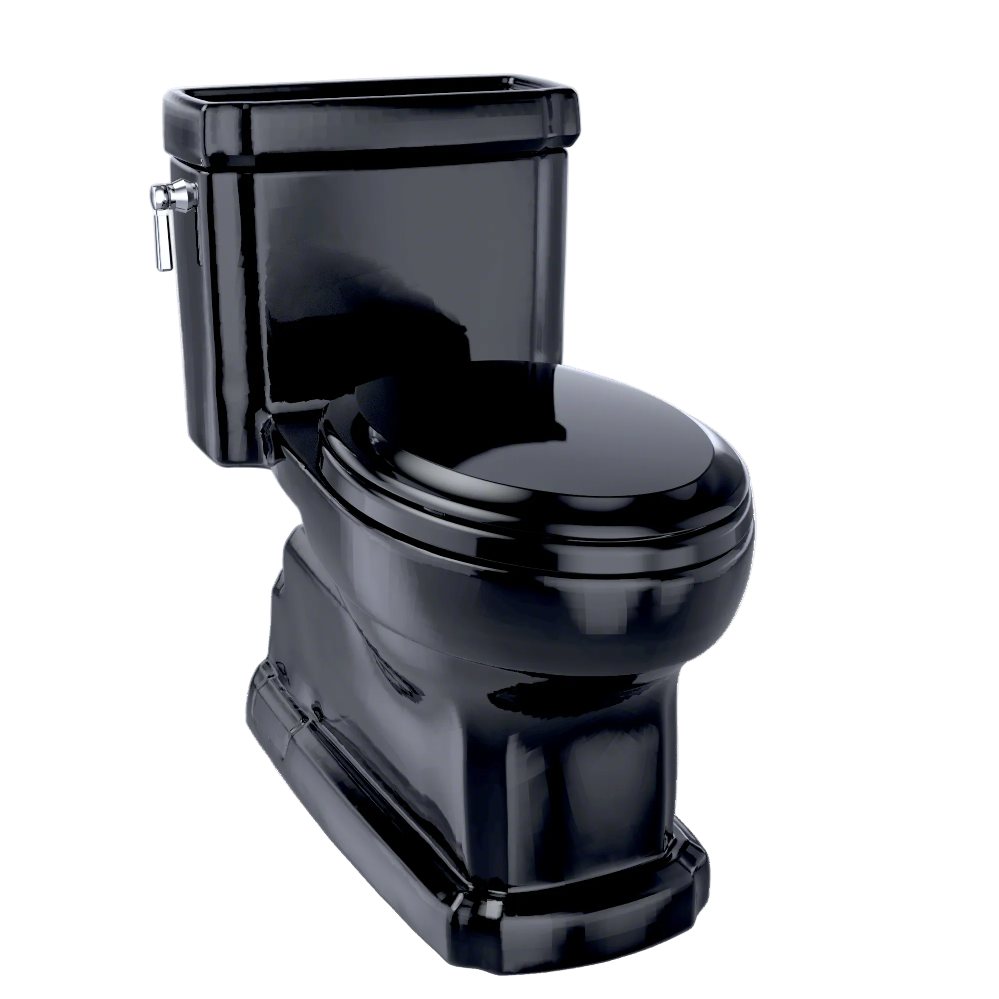 TOTO Eco Guinevere Elongated 1.28 GPF Universal Height Skirted Toilet with SoftClose Seat, Ebony, Vitreous China|Plastic, MS974224CEF#51