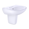 TOTO Supreme Oval Wall-Mount Bathroom Sink with CEFIONTECT and Shroud for 4 Inch Center Faucets, Cotton White, Vitreous China, LHT241.4G#01