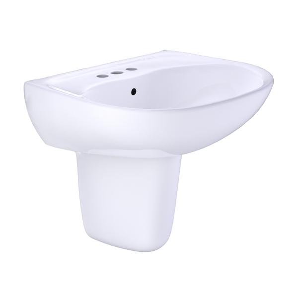 TOTO Supreme Oval Wall-Mount Bathroom Sink with CEFIONTECT and Shroud for 4 Inch Center Faucets, Cotton White, Vitreous China, LHT241.4G#01