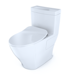 TOTO Aimes One-Piece Elongated 1.28 GPF Toilet with CEFIONTECT and SoftClose Seat, WASHLET+ Ready, Cotton White, Vitreous China, MS626234CEFG#01