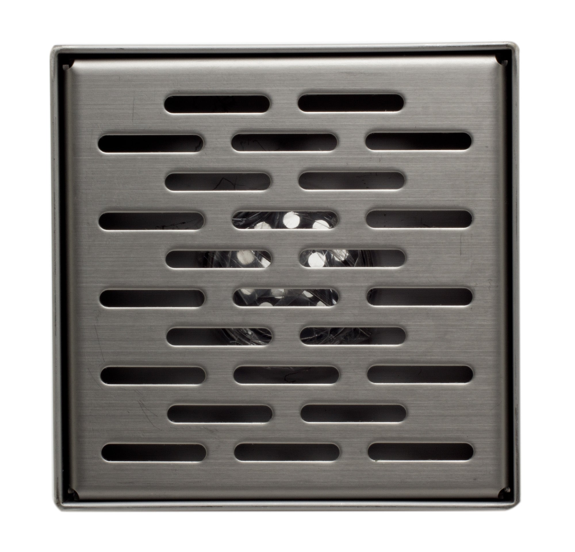 ALFI brand ABSD55C 5" x 5" Modern Square Stainless Steel Shower Drain with Groove Holes, ABSD55C-BSS