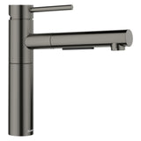 Blanco Alta II Low Arc Pull-Out Dual-Spray Kitchen Faucet, Satin Dark Steel, 1.5 GPM, Brass, 527562