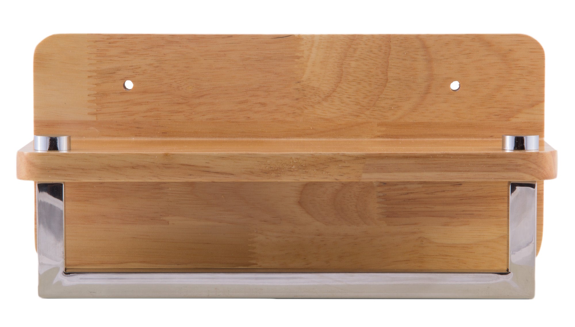 ALFI brand AB5510 12" Small Wooden Shelf with Chrome Towel Bar Bathroom Accessory, Rubber Wood, Natural Wood