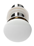 ALFI brand Brass, AB8055-W White Ceramic Mushroom Top Pop Up Drain for Sinks without Overflow