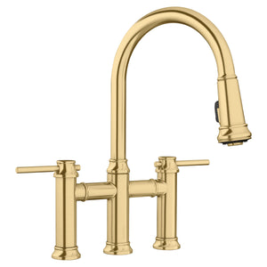 Alternate Image for Blanco Empressa Pull-Down Dual-Spray Bridge Faucet, Satin Gold, 1.5 GPM, Brass, 442981