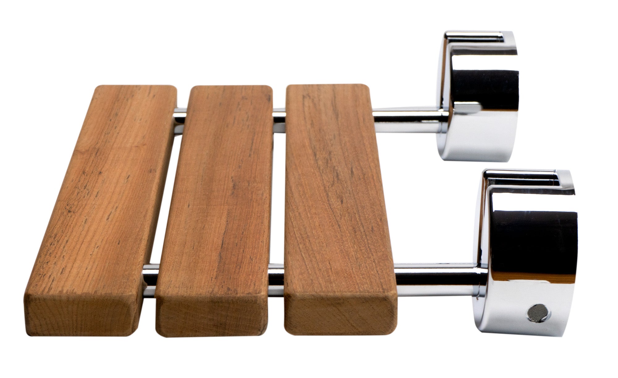 ALFI brand ABS16R-PC Polished Chrome 16" Folding Teak Wood Shower Seat Bench, Natural Wood