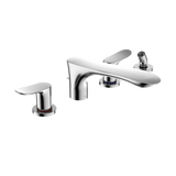 TOTO GO Two-Handle Deck-Mount Roman Tub Filler Trim with Handshower, Polished Chrome, Brass, TBG01202U#CP