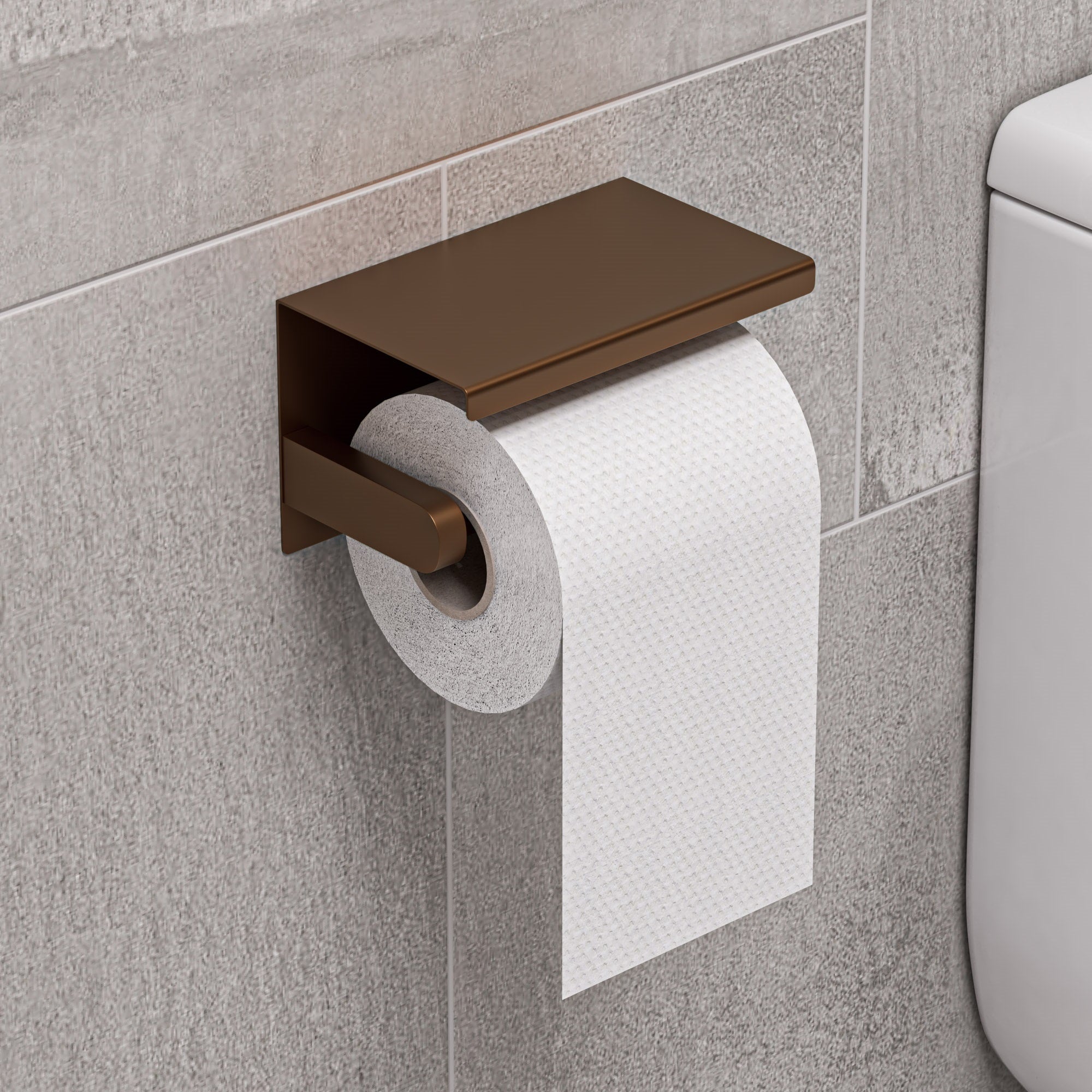 Alternate Image for ALFI brand ABTPP66-BC Brushed Copper PVD Stainless Steel Toilet Paper Holder with Shelf