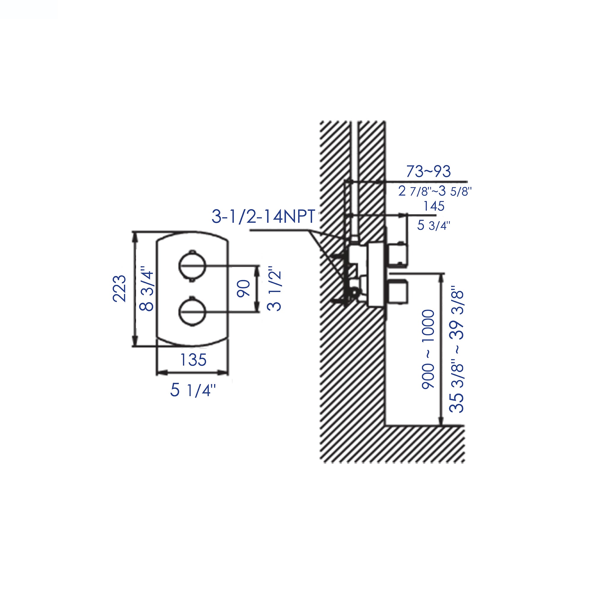 ALFI brand AB3809-PC Polished Chrome Round Knob 1 Way Thermostatic Shower Mixer, Brass