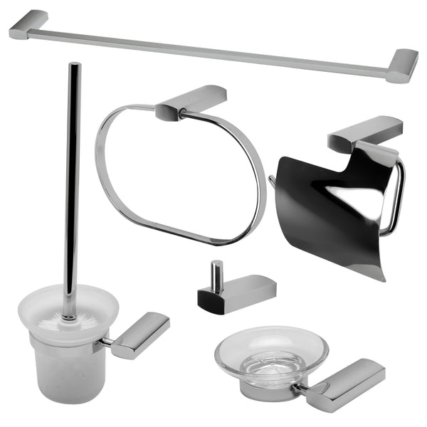 ALFI brand Brass, AB9503-PC Polished Chrome 6 Piece Matching Bathroom Accessory Set