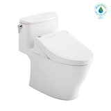 TOTO WASHLET+ Nexus One-Piece Elongated 1.28 GPF Toilet and WASHLET C5 Bidet Seat, Cotton White, Vitreous China|Plastic, MW6423084CEFG#01