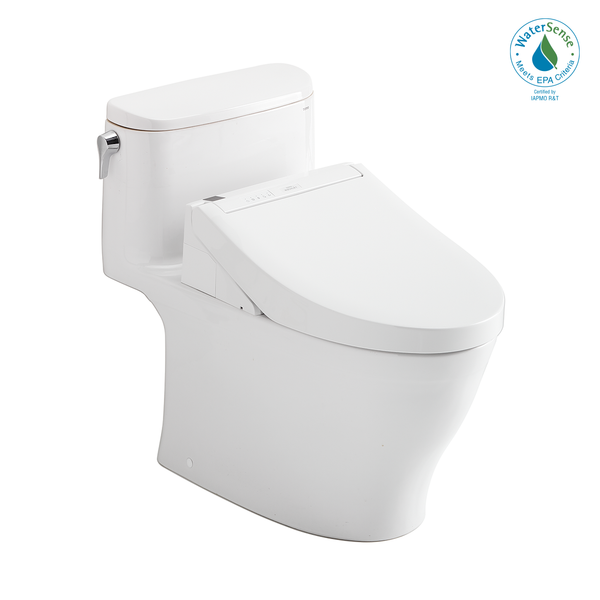 TOTO WASHLET+ Nexus 1G One-Piece Elongated 1.0 GPF Toilet and WASHLET C5 Bidet Seat, Cotton White, Vitreous China|Plastic, MW6423084CUFG#01