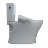 TOTO WASHLET+ Aquia IV Cube Two-Piece Elongated Dual Flush 1.28 and 0.9 GPF Toilet with C2 Bidet Seat, Cotton White, Vitreous China|Plastic, MW4363074CEMFGN#01