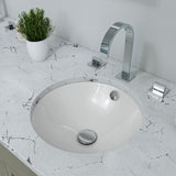 ALFI brand 16.88" x 16.88" Round Under Mount Porcelain Bathroom Sink, White, No Faucet Hole, ABC601