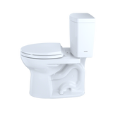 TOTO Drake II 1G Two-Piece Round 1.0 GPF Universal Height Toilet with CEFIONTECT and Right-Hand Trip Lever, Cotton White, Vitreous China, CST453CUFRG#01