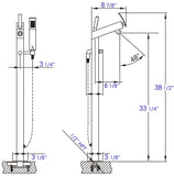 ALFI brand Brass, AB2728-PC Polished Chrome Floor Mounted Tub Filler + Mixer /w additional Hand Held Shower Head