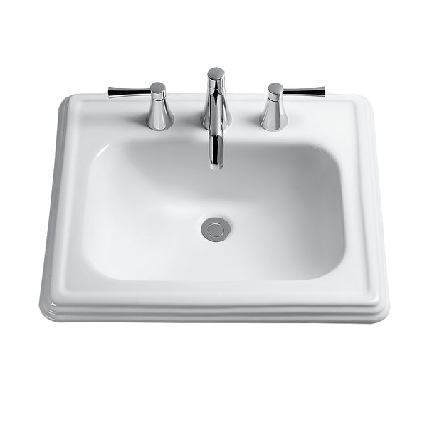 TOTO Promenade Rectangular Self-Rimming Drop-In Bathroom Sink for 4 Inch Center Faucets, Cotton White, Vitreous China, LT531.4#01