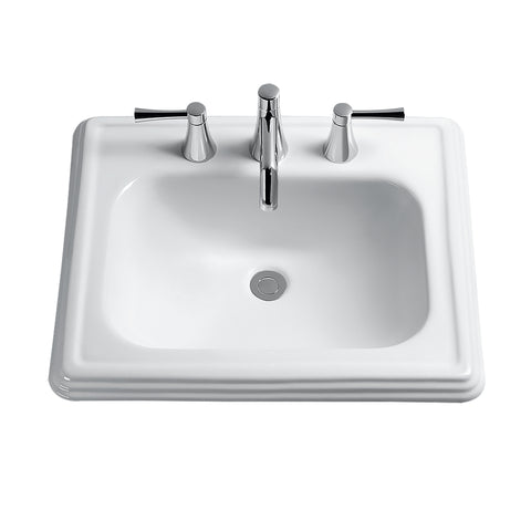 TOTO Promenade Rectangular Self-Rimming Drop-In Bathroom Sink for 8 Inch Center Faucets, Cotton White, Vitreous China, LT531.8#01