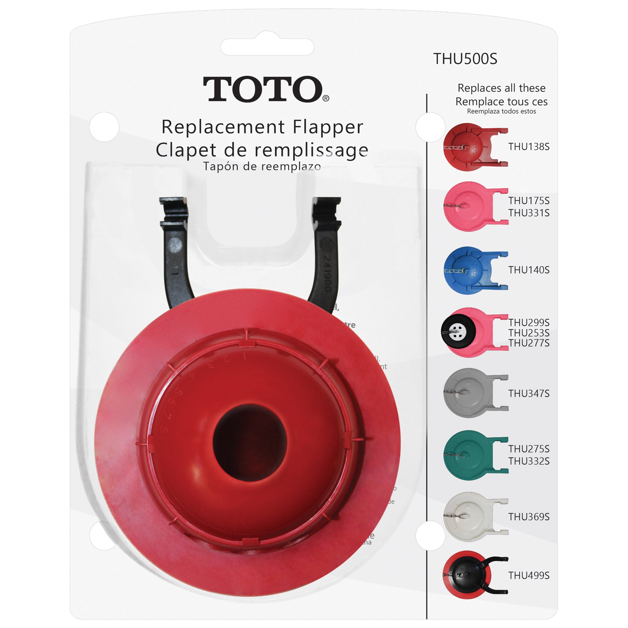 Alternate Image for TOTO Replacement Flapper for Select TOTO 3 Inch Flush Valve Tanks, Plastic|Rubber, THU500S
