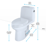 TOTO Eco UltraMax One-Piece Elongated 1.28 GPF ADA Compliant Toilet with Right-Hand Trip Lever, Cotton White, Vitreous China, MS854114ELR#01