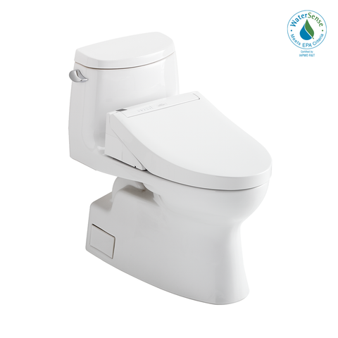 TOTO WASHLET+ Carlyle II 1G One-Piece Elongated 1.0 GPF Toilet and WASHLET+ C5 Bidet Seat, Cotton White, Vitreous China|Plastic, MW6143084CUFG#01