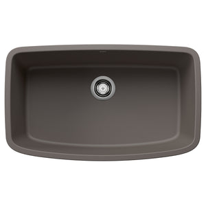 Alternate Image for Blanco Valea 32" Undermount Silgranit Kitchen Sink, Volcano Gray, No Faucet Hole, 443128