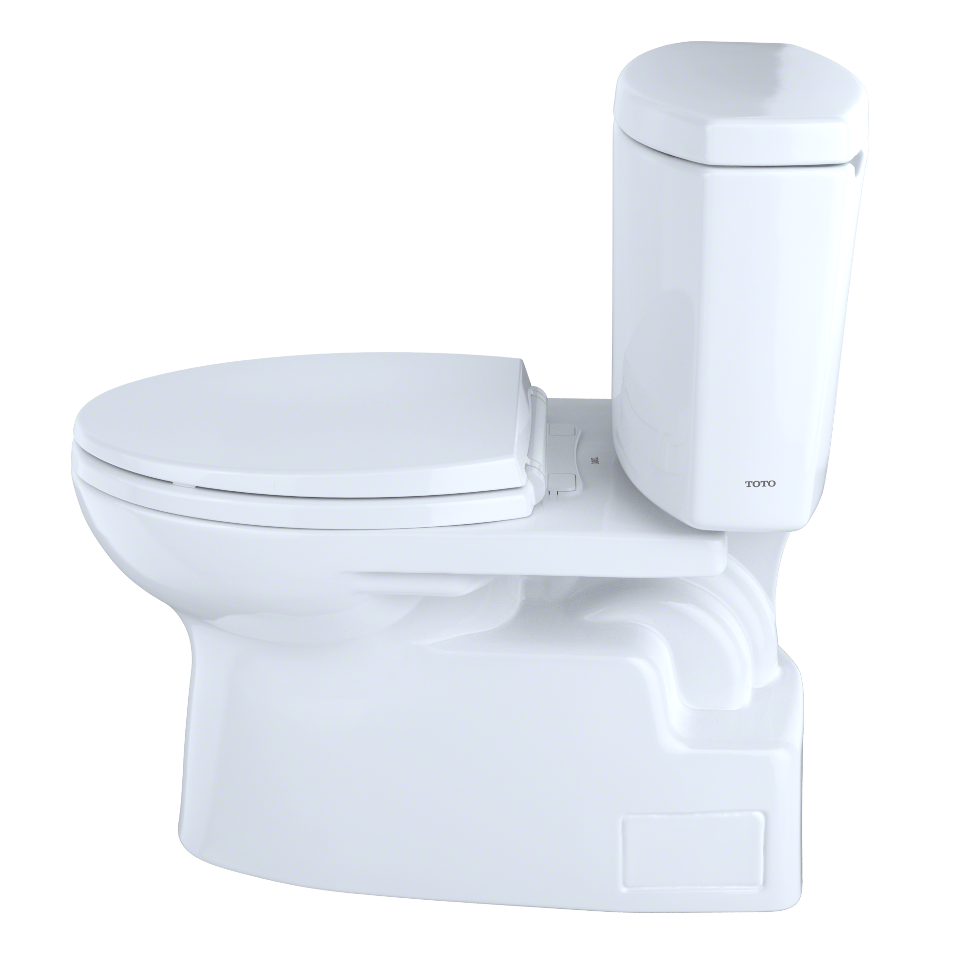 TOTO Vespin II Two-Piece Elongated 1.28 GPF Universal Height Skirted Toilet with CEFIONTECT and Right-Hand Trip Lever, Cotton White, Vitreous China, CST474CEFRG#01