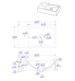 ALFI brand 15.75" x 8.66" Rectangle Wall Mount Concrete Bathroom Sink, Gray Matte, 1 Faucet Hole, ABCO108