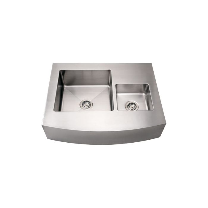 Whitehaus 36" Stainless Steel Double Bowl Farmhouse Apron Sink, 16 Gauge, WHNCMDAP3629