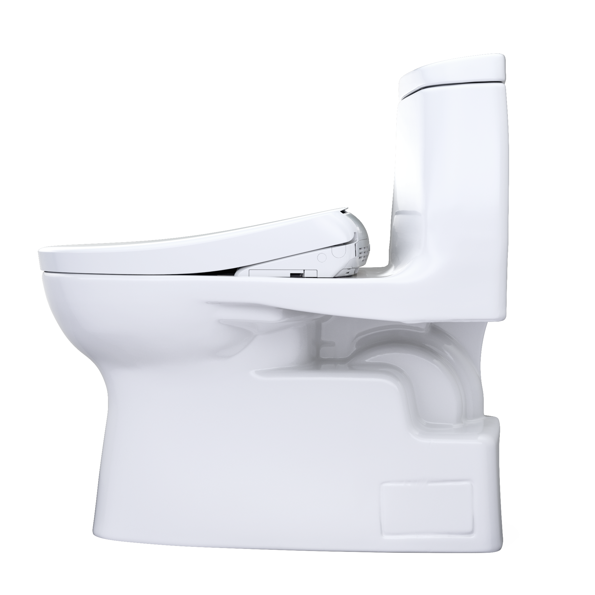 TOTO WASHLET+ Carlyle II One-Piece Elongated 1.28 GPF Toilet with Auto Flush WASHLET+ S7 Contemporary Bidet Seat, Cotton White, Vitreous China|Plastic, MW6144726CEFGA#01