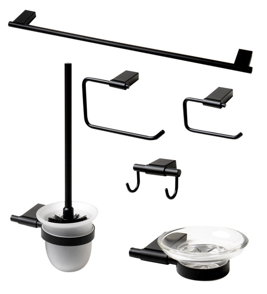 ALFI brand Brass, AB9515-BM Black Matte 6 Piece Bath Accessory Set