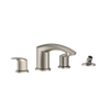 TOTO GM Two-Handle Deck-Mount Roman Tub Filler Trim with Handshower, Brushed Nickel, Brass, TBG09202U#BN