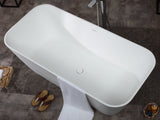 ALFI brand 68" Solid Surface Smooth Resin Free Standing Rectangle Soaking Bathtub, White Matte, AB9952