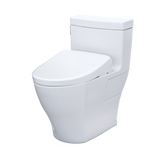 TOTO WASHLET+ Legato One-Piece Elongated 1.28 GPF Toilet with Auto Flush S7 Contemporary Bidet Seat, Cotton White, Vitreous China|Plastic, MW6244726CEFGA#01