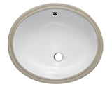 Eago 17.75" x 15" Oval Under Mount Porcelain Bathroom Sink, White, No Faucet Hole, BC224