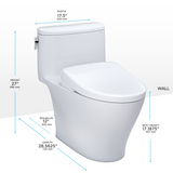 TOTO WASHLET+ Nexus 1G One-Piece Elongated 1.0 GPF Toilet with Auto Flush S7 Contemporary Bidet Seat, Cotton White, Vitreous China|Plastic, MW6424726CUFGA#01