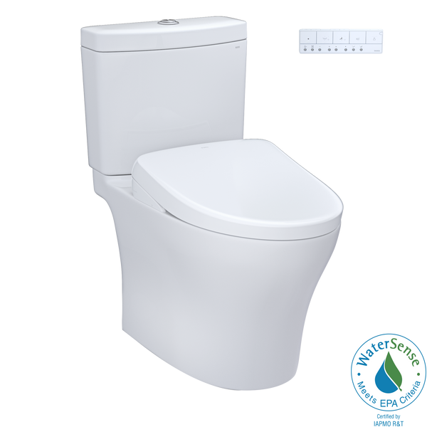 TOTO WASHLET+ Aquia IV Two-Piece Elongated Dual Flush 1.28 and 0.9 GPF Toilet with S7 Contemporary Bidet Seat, Cotton White, Vitreous China|Plastic, MW4464726CEMFGN#01