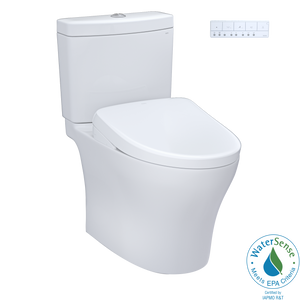 Alternate Image for TOTO WASHLET+ Aquia IV Two-Piece Elongated Dual Flush 1.28 and 0.9 GPF Toilet with Auto Flush S7 Contemporary Bidet Seat, Cotton White, Vitreous China|Plastic, MW4464726CEMGNA#01