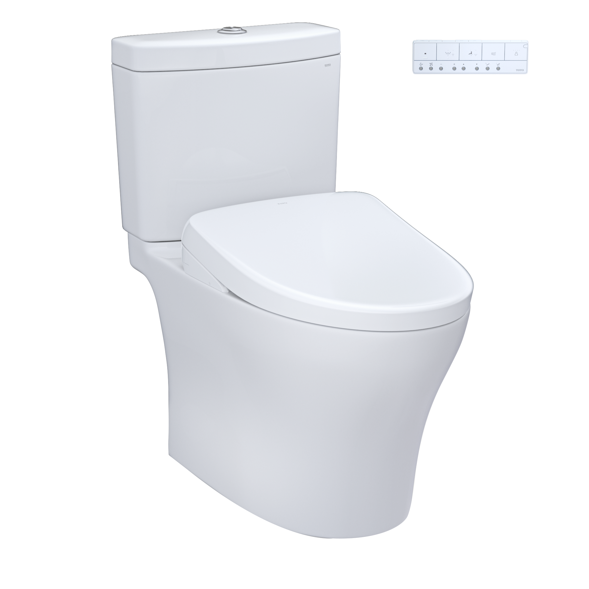 TOTO WASHLET+ Aquia IV Two-Piece Elongated Dual Flush 1.28 and 0.9 GPF Toilet with S7A Contemporary Bidet Seat, Cotton White, Vitreous China|Plastic, MW4464736CEMFGN#01