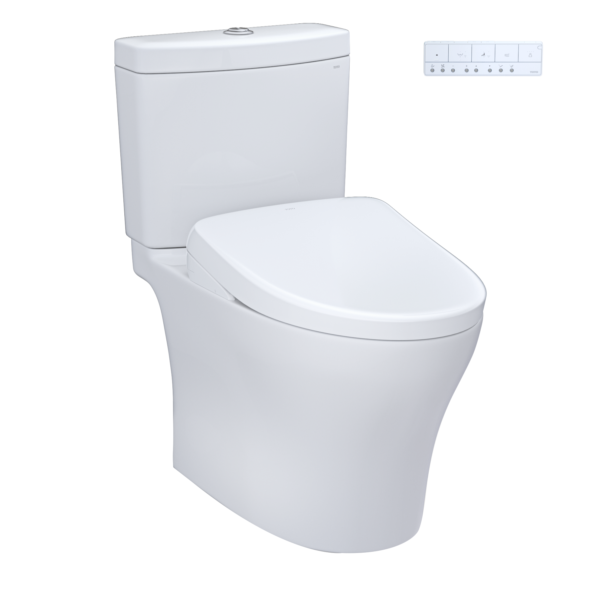 TOTO WASHLET+ Aquia IV Two-Piece Elongated Dual Flush 1.28 and 0.9 GPF Toilet with Auto Flush S7 Contemporary Bidet Seat, Cotton White, Vitreous China|Plastic, MW4464726CEMFGNA#01