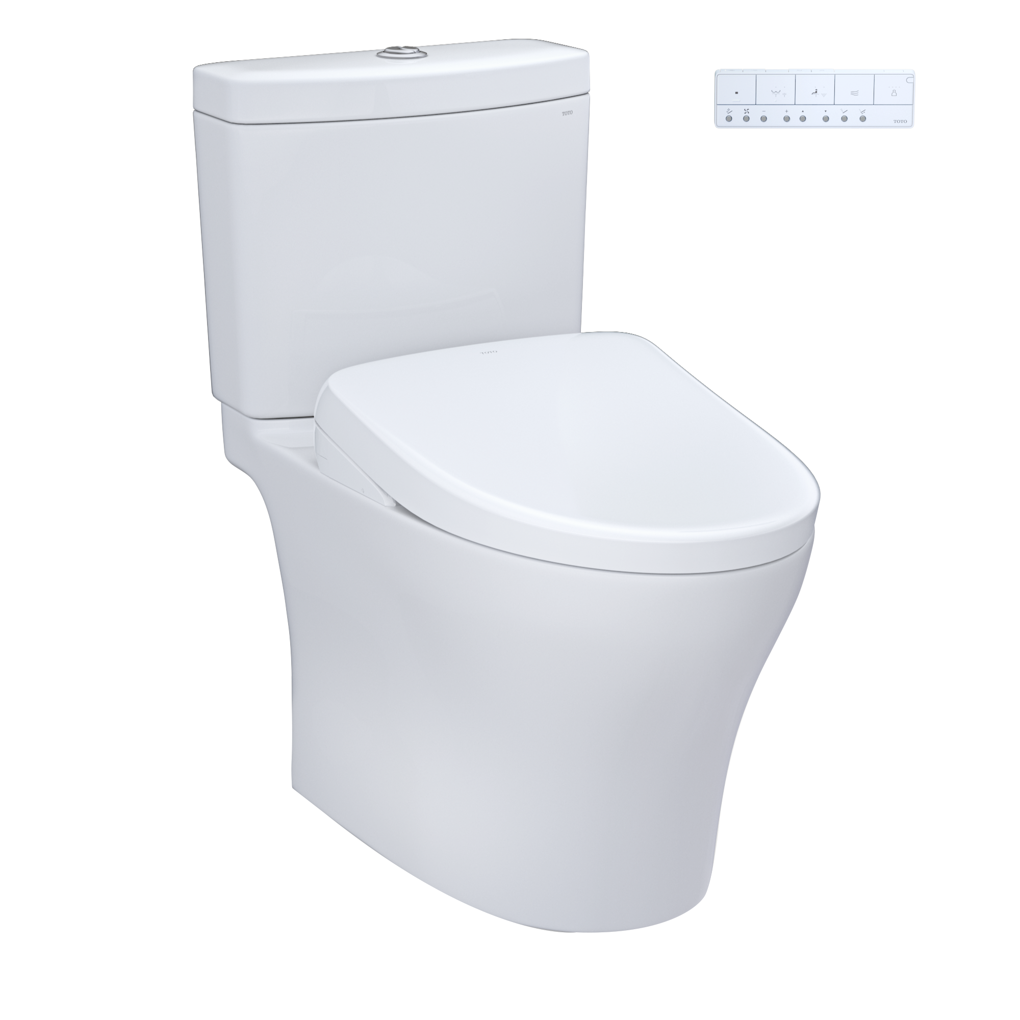TOTO WASHLET+ Aquia IV Two-Piece Elongated Dual Flush 1.28 and 0.9 GPF Toilet with S7 Contemporary Bidet Seat, Cotton White, Vitreous China|Plastic, MW4464726CEMFGN#01