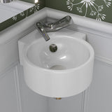 ALFI brand 17.38" x 12" Oval Wall Mount Porcelain Bathroom Sink, White, 1 Faucet Hole, ABC121