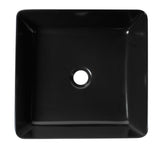 ALFI brand 15.13" x 15.13" Square Above Mount Porcelain Bathroom Sink, Black Matte, No Faucet Hole, ABC903-BM