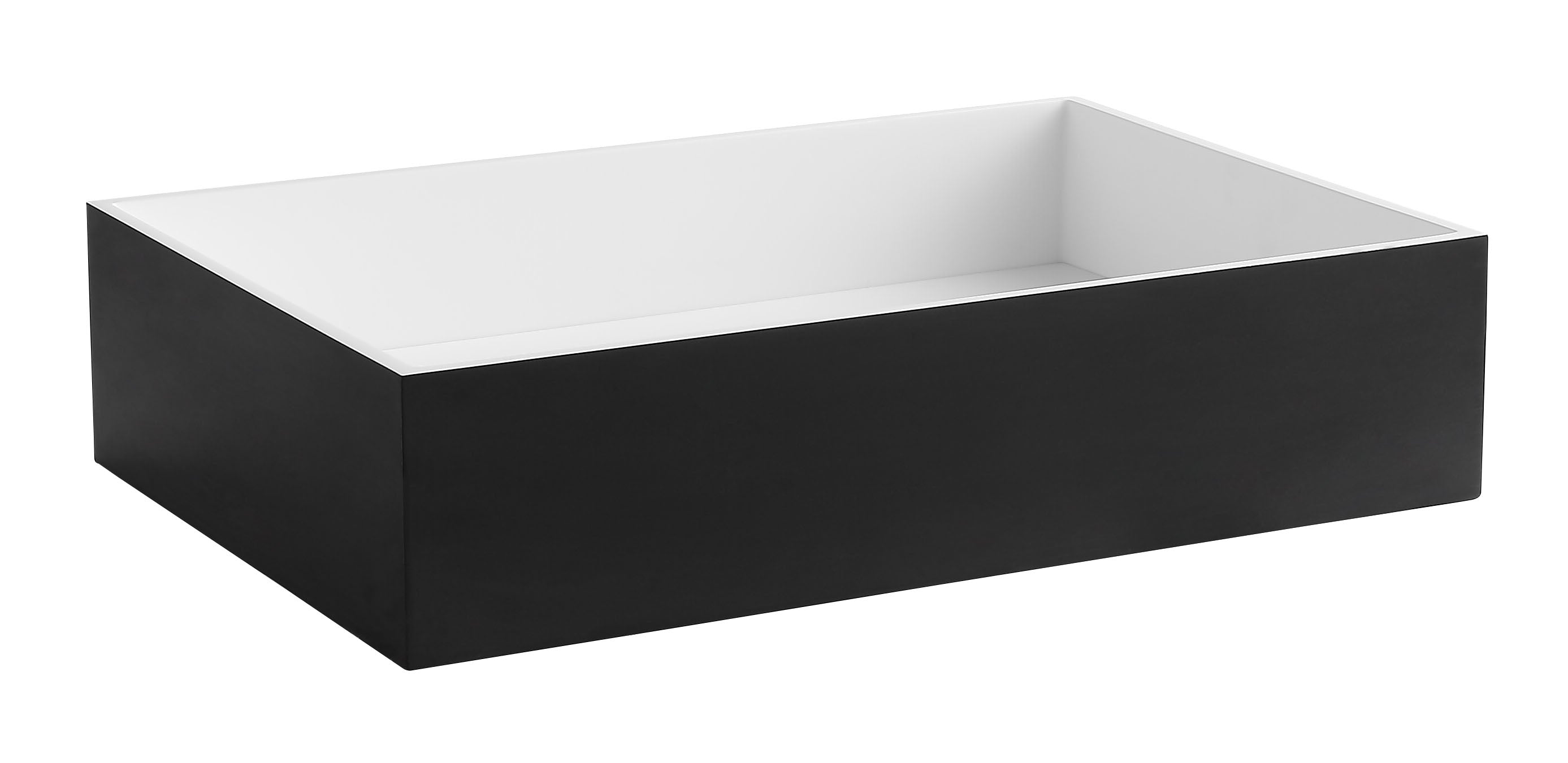 ALFI brand 20" x 13.5" Rectangle Above Mount Resin Bathroom Sink, Black & White, No Faucet Hole, ABRS2014BM