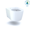 TOTO RP Wall-Hung Contemporary D-Shape Dual Flush 1.28 and 0.9 GPF Toilet with CEFIONTECT, Cotton White, Vitreous China, CT447CFG#01