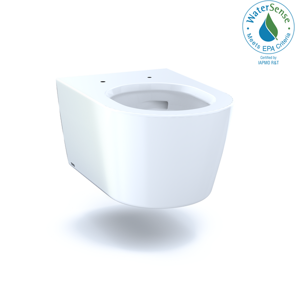 TOTO RP Wall-Hung Contemporary D-Shape Dual Flush 1.28 and 0.9 GPF Toilet with CEFIONTECT, Cotton White, Vitreous China, CT447CFG#01